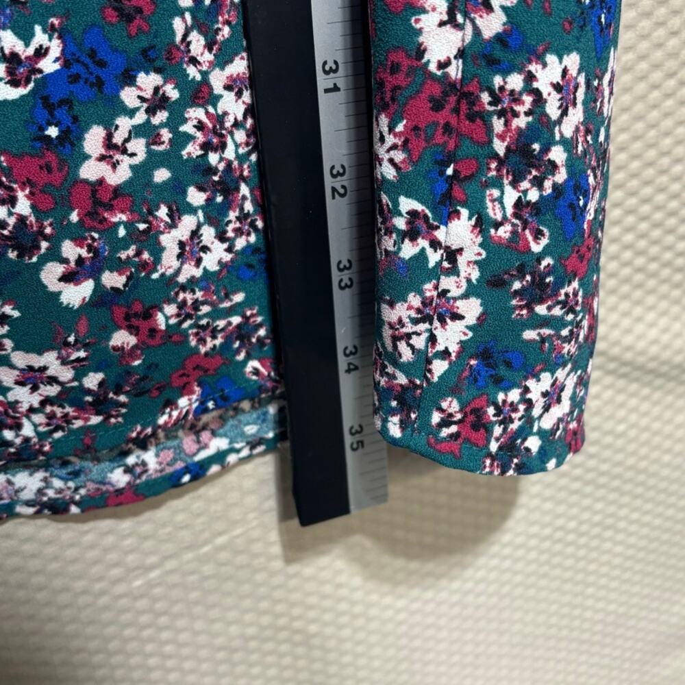 Promod Floral Mini Dress | Size 4 (US) | 3/4 Sleeve Teal Blue Multi Print - Picture 9 of 10